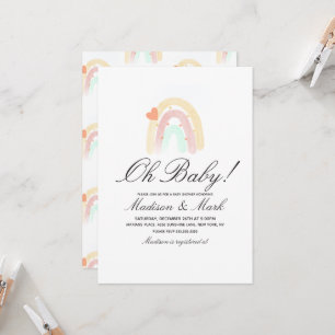 Invitation Bain de bébé Arc-en-ciel Coup de pinceau Aquarelle