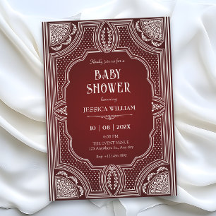 Invitation Bain de bébé art déco vintage rouge