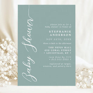 Invitation Bain de bébé au style moderne simple sarcelle pous