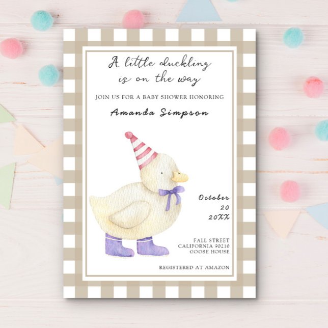 Invitation Bain de bébé Canard Mignon (Créateur téléchargé)