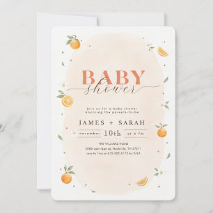 Invitation Bain de bébé Clémentine à l'aquarelle Orange
