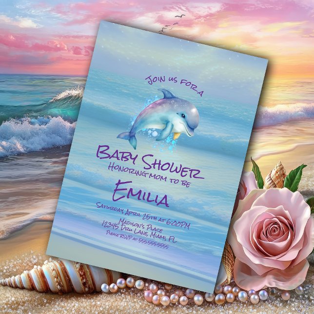 Invitation Bain de bébé dauphin couleur (Créateur téléchargé)