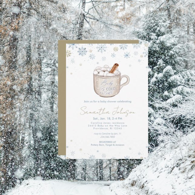 Invitation Bain de bébé Dusty Blue & Gold Baby It's Cold Outs (Créateur téléchargé)
