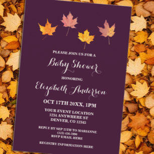 Invitation Bain de Bébé Feuilles d'Érable