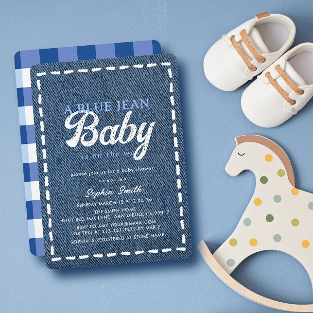 Invitation Bain de bébé garçon en bleu de jean (Créateur téléchargé)