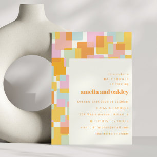 Invitation Bain de bébé Garçon Fille Couple Moderne