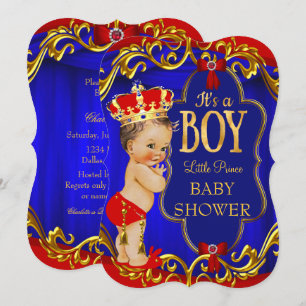 Invitation Bain de bébé garçon royal bleu Prince Baby Shower