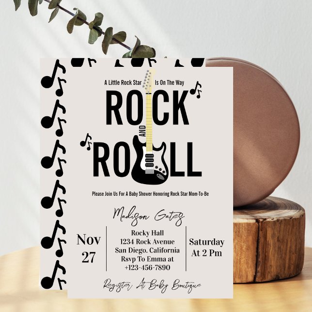 Invitation Bain de bébé Guitare Rock et Roll  (Créateur téléchargé)