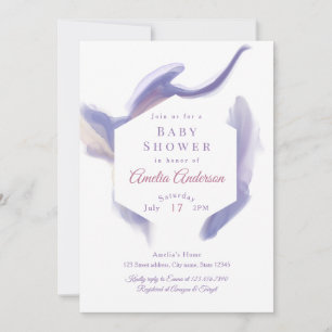 Invitation Bain de bébé Hexagone Aquarelle Lilas