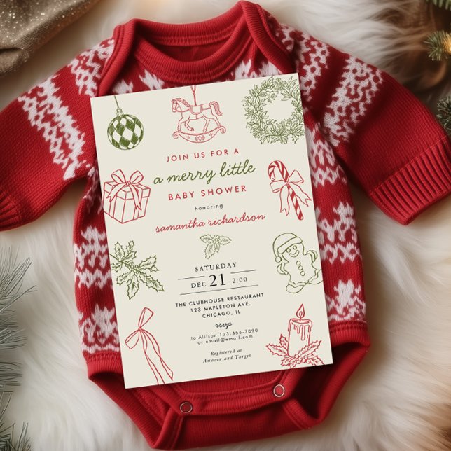 Invitation Bain de bébé Merry fantaisiste dessiné à la main (Créateur téléchargé)