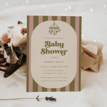 Bain de bébé Moderne Rétro Rose et Vert Rayé