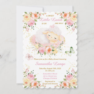 Invitation Bain de bébé Petit Agneau