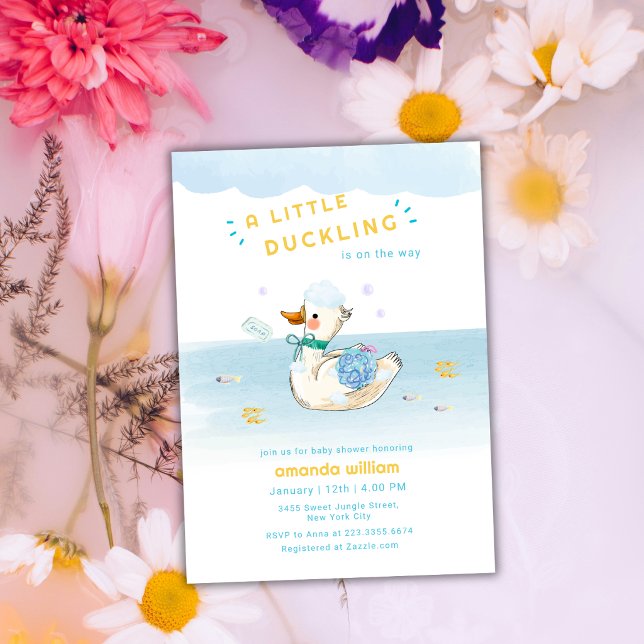Invitation Bain de bébé petit canard Shower (Bath Time Little Duckling Baby Shower Invitation)