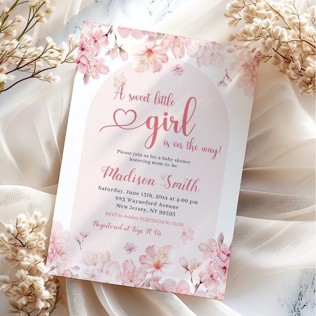 Invitation Bain de bébé printemps Fleur de cerisier Sakura ro (Créateur téléchargé)