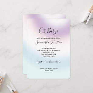 Invitation Bain de bébé tie dye Bleu Blanc Violet