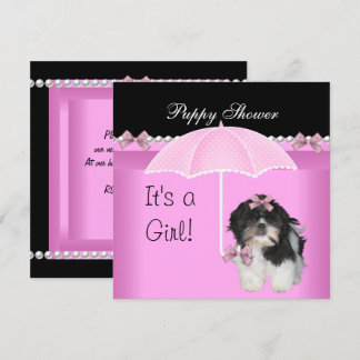 Invitation Bain de chiots Chien mignon Rose
