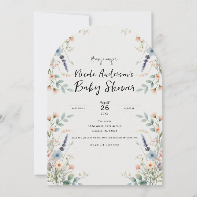 Invitation Bain de couleur Floral Fleur Sauvage Printemps Bab (Devant)