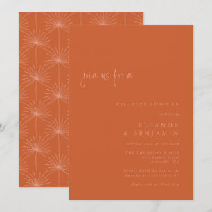 Invitation Bain de Couple Bohème Palmier Botanique Orange Brû