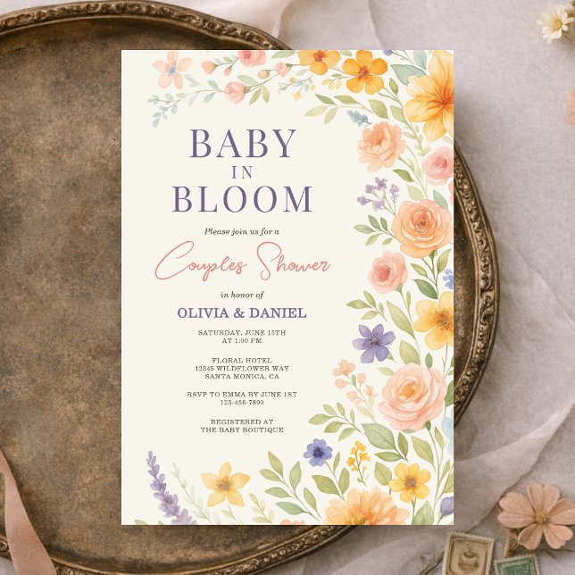 Invitation Bain de Couples Bébé en Fleur Fleur de Fleur Sauva (Créateur téléchargé)