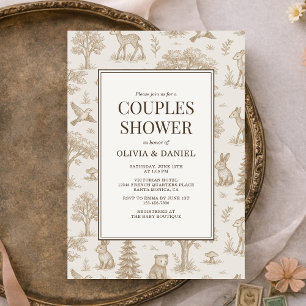 Invitation Bain de couples français toile animaux de la forêt