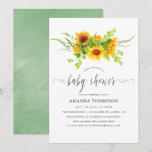 Invitation Bain de soleil bohème aquarelle Baby Shower