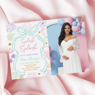 Invitation Bain de soleil dessiné à la main pour Baby Shower