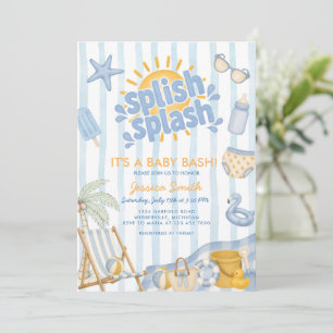 Invitation Bain et éclaboussures Baby Shower Bleu d'Été
