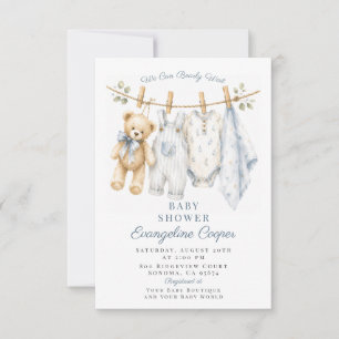 Invitation Bain-Marie Bébé Bleu Baby Shower à Laquelle On Peu