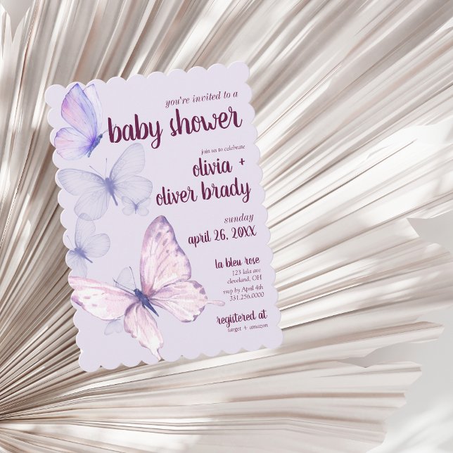 Invitation Baiser à papillon et voeux pour bébé | Baby shower (Créateur téléchargé)