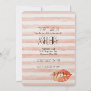 Invitation Baiser d'aquarelle Blush Pink Gold XOXO