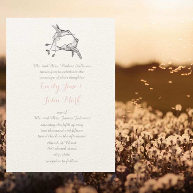 Invitation Baiser de colibri Rose Quartz Mariage (Créateur téléchargé)