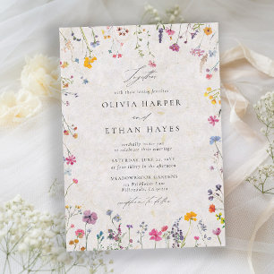 Invitation Baiser de pétale de fleur sauvage aquarelle mariag