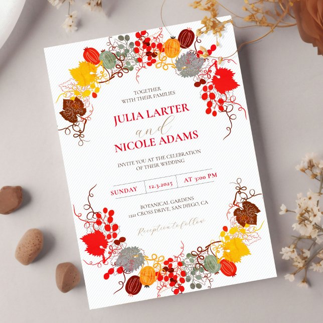 Invitation Baiser Français Fleurs de Baie Douce Photo Mariage (Créateur téléchargé)