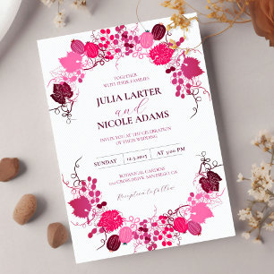 Invitation Baiser Français Fleurs de Raisin de Baie Douce Mar