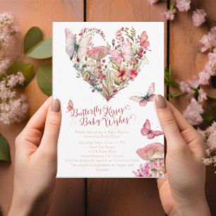 Invitation Baisers à papillon Baby shower Woodland