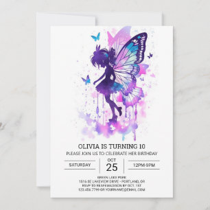 Invitation Baisers à papillon Conte de fée Anniversaire
