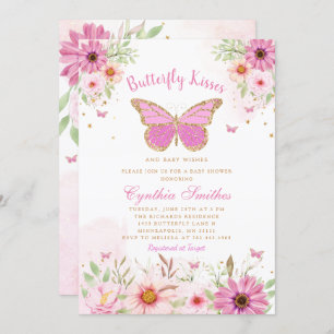 Invitation Baisers à papillon et voeux de bébé Baby shower fi