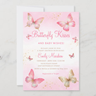 Invitation Baisers à papillon et voeux de bébé Baby shower fi