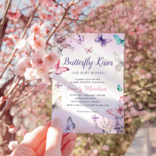 Invitation Baisers à papillon et voeux de bébé Baby shower fi