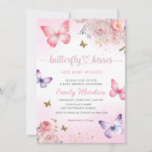 Invitation Baisers à papillon et voeux de bébé Baby shower fi