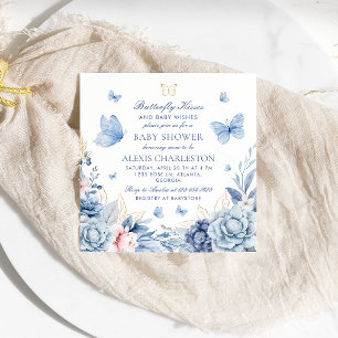 Invitation Baisers à papillon et voeux pour bébé Baby shower