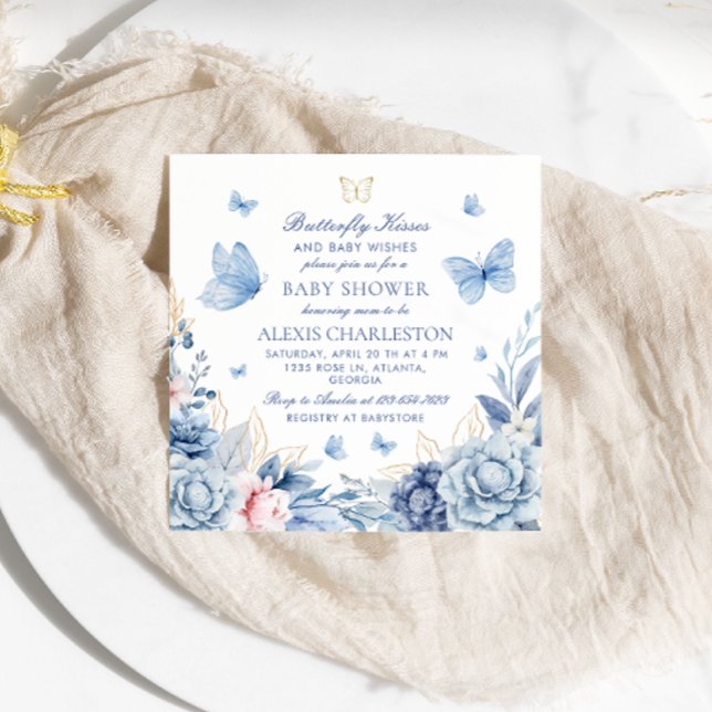 Invitation Baisers à papillon et voeux pour bébé Baby shower  (Créateur téléchargé)