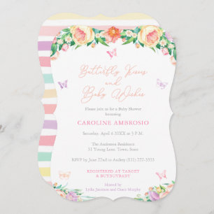 Invitation Baisers à papillon et voeux pour bébé Baby shower