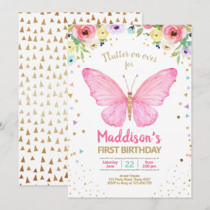 Invitation Baisers à papillon Jardin Floral Confetti Annivers