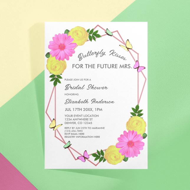 Invitation Baisers À Papillon Pour L'Avenir Mme Fête des mari (Créateur téléchargé)