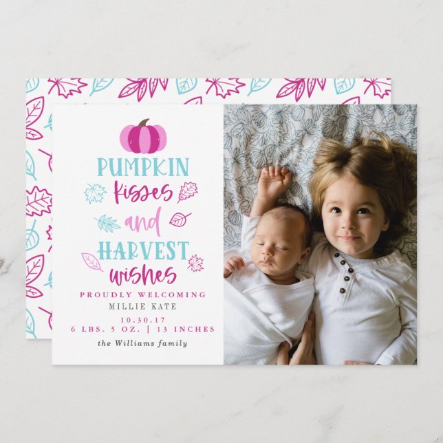 Invitation Baisers citrouilles et souhaits de récolte Faire-p (Devant / Derrière)