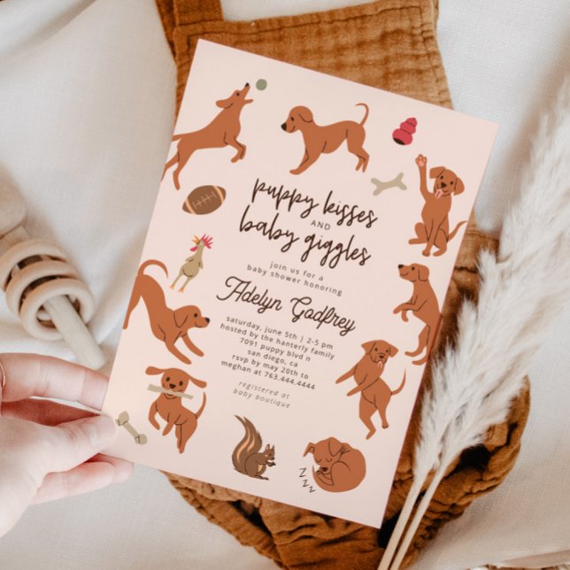 Invitation Baisers de chiot et Baby shower de bébé gigles (Créateur téléchargé)
