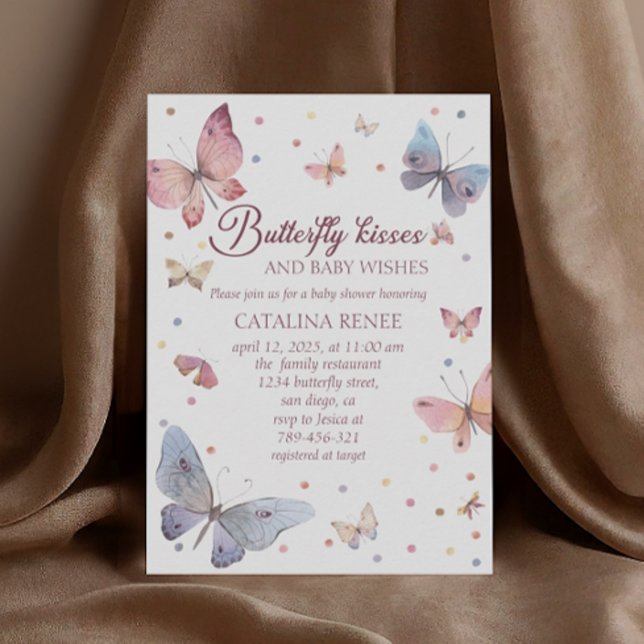 Invitation Baisers de Papillon Baby Shower Pastel (Créateur téléchargé)