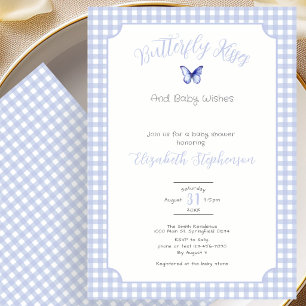 Invitation Baisers de papillon bleu et vœux de bébé Baby Show