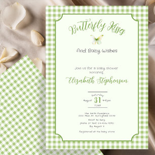 Invitation Baisers de papillon verts et vœux de bébé Baby Sho